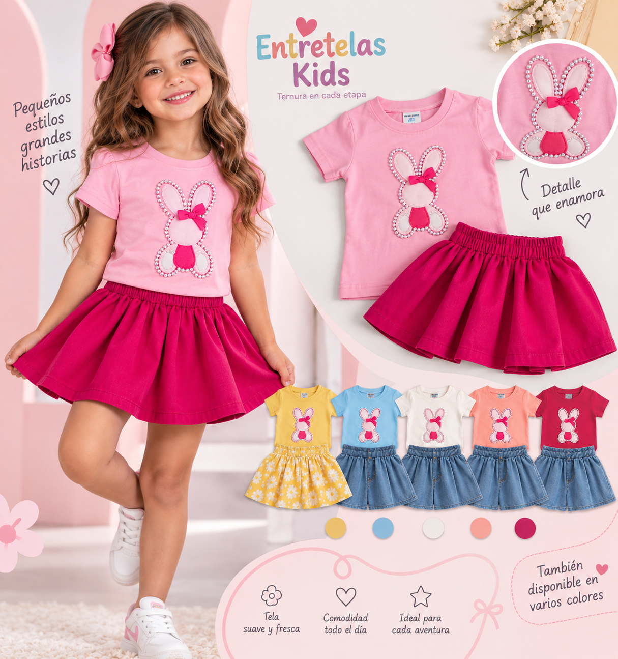 Conjunto falda short conejo
